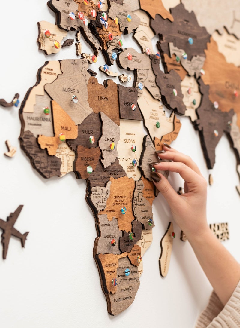 Enjoy The Wood 3D World Map | World Map with Countries | Wall Art for Home and Office | Wall Decor for Living Room | Wood Art | Elegant Handmade Wall Art | Multicolor - Image 2